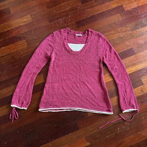 Volary Elegant Scoop Neck Pink Sweater S
